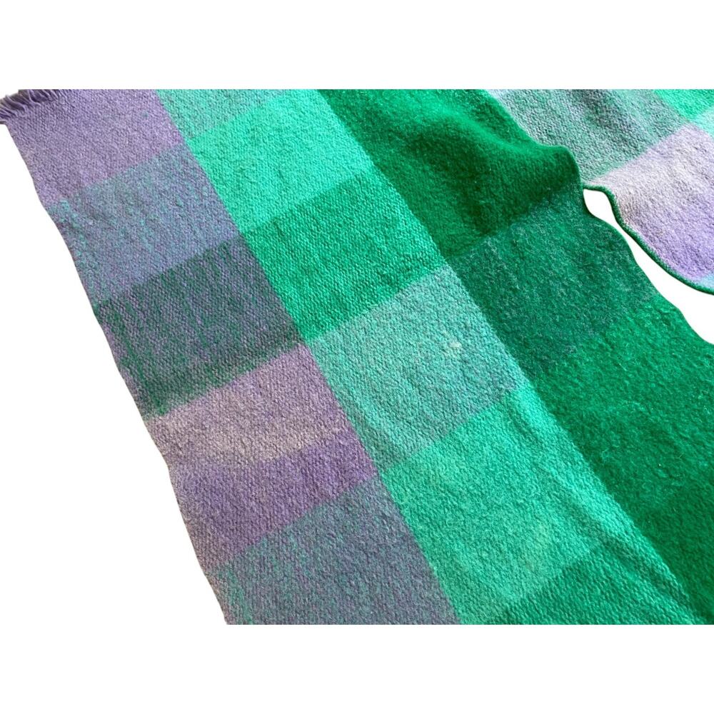 Permano Wool Cape Wrap Shawl Multicolor Plaid 43"x49" Made in Colombia - Picture 3 of 12